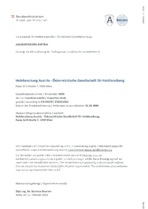 Document for the inspection centre.