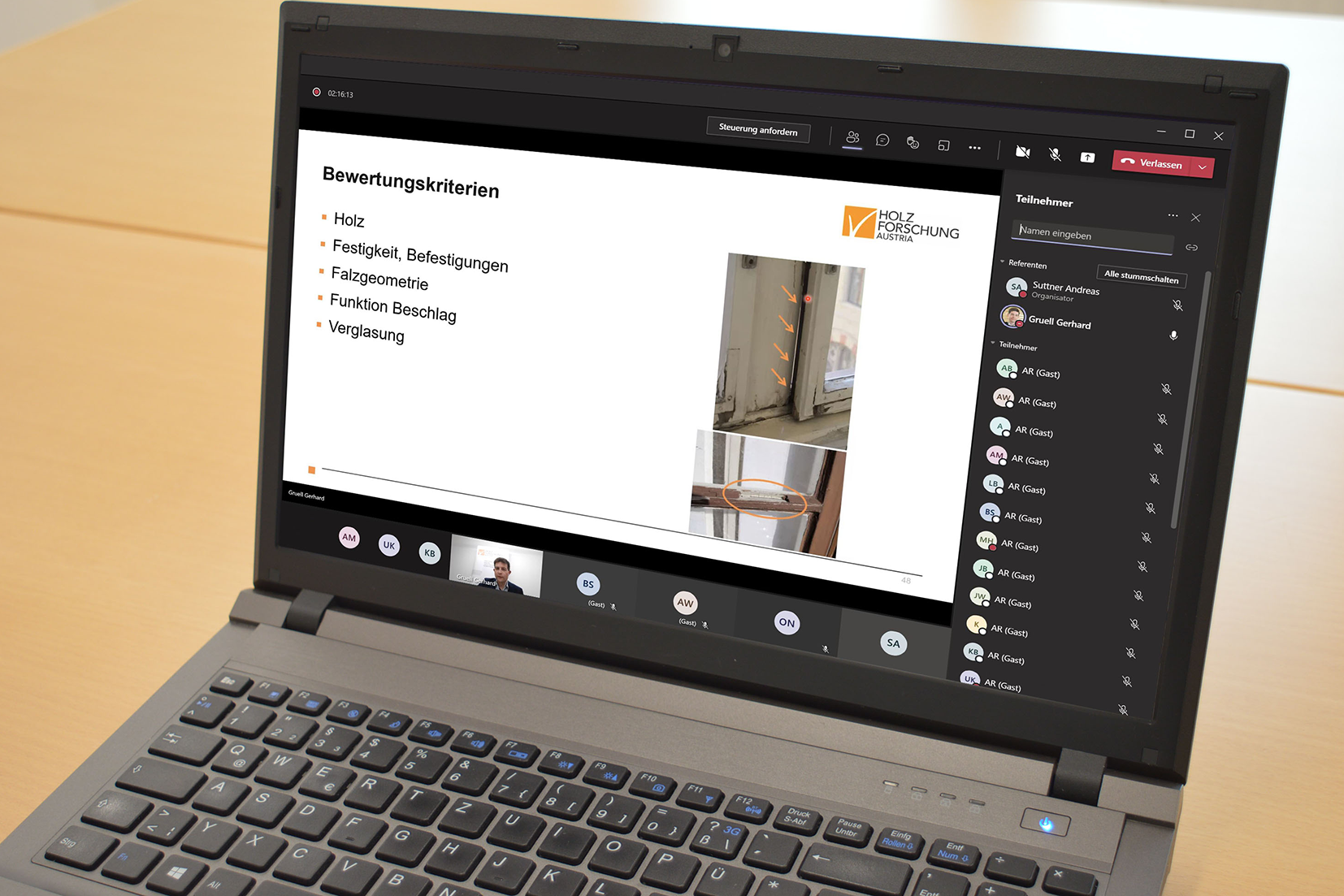Online seminar organised by Holzforschung Austria via laptop.